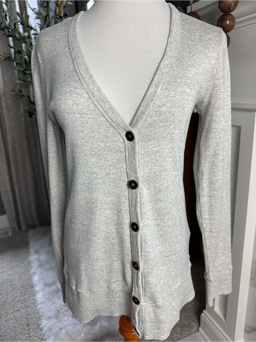 J. Crew Gray Cotton Button-Down Cardigan